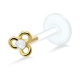 Flower Shaped Stone Set Labrets Push-in LA-378